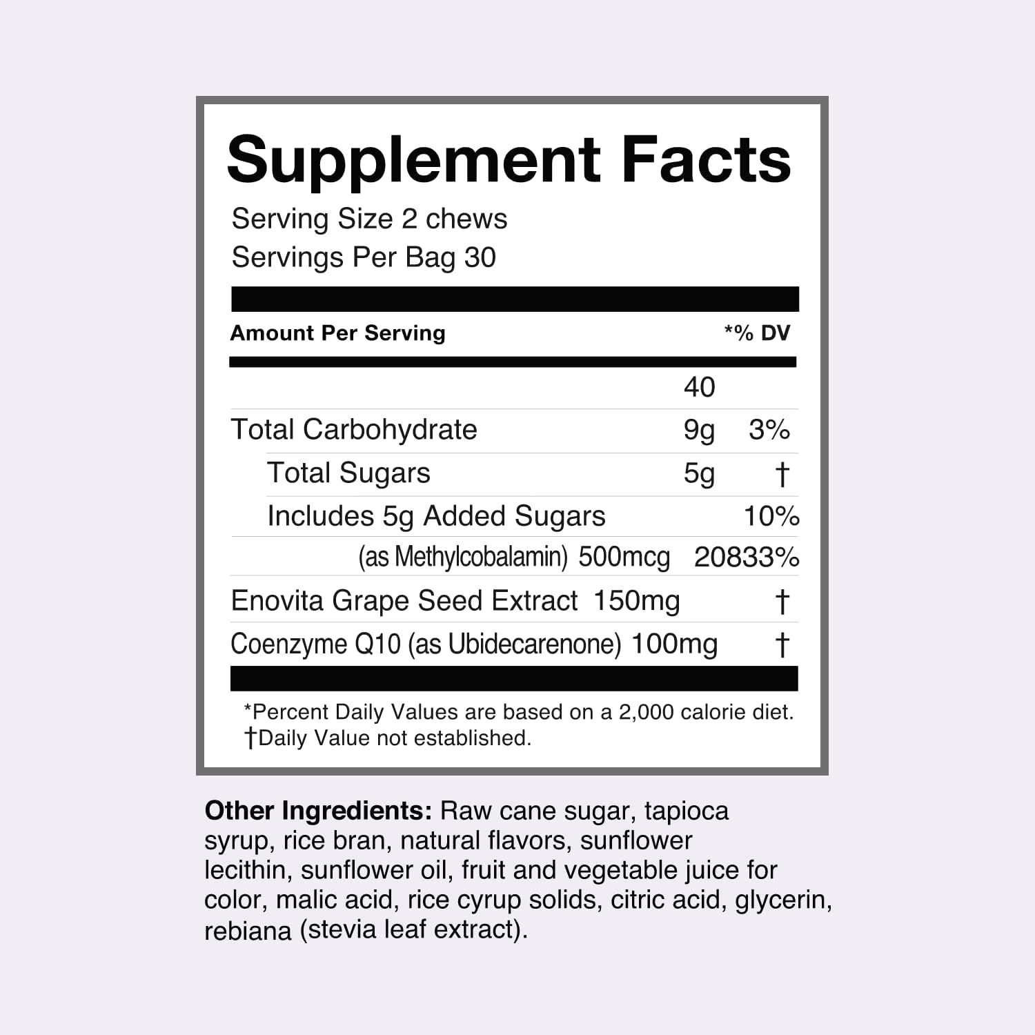 humanN SuperGrapes Chews Supplement – with 100mg CoQ10 – fro