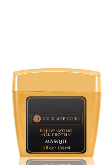 GPC Gold Protein Cure Rejuvenating Silk Protein Collagen Masque Deep Conditioning for Damaged Hair ~ Pomegrate, Chamomile, Silk and more Organic Extracts 6.6 oz