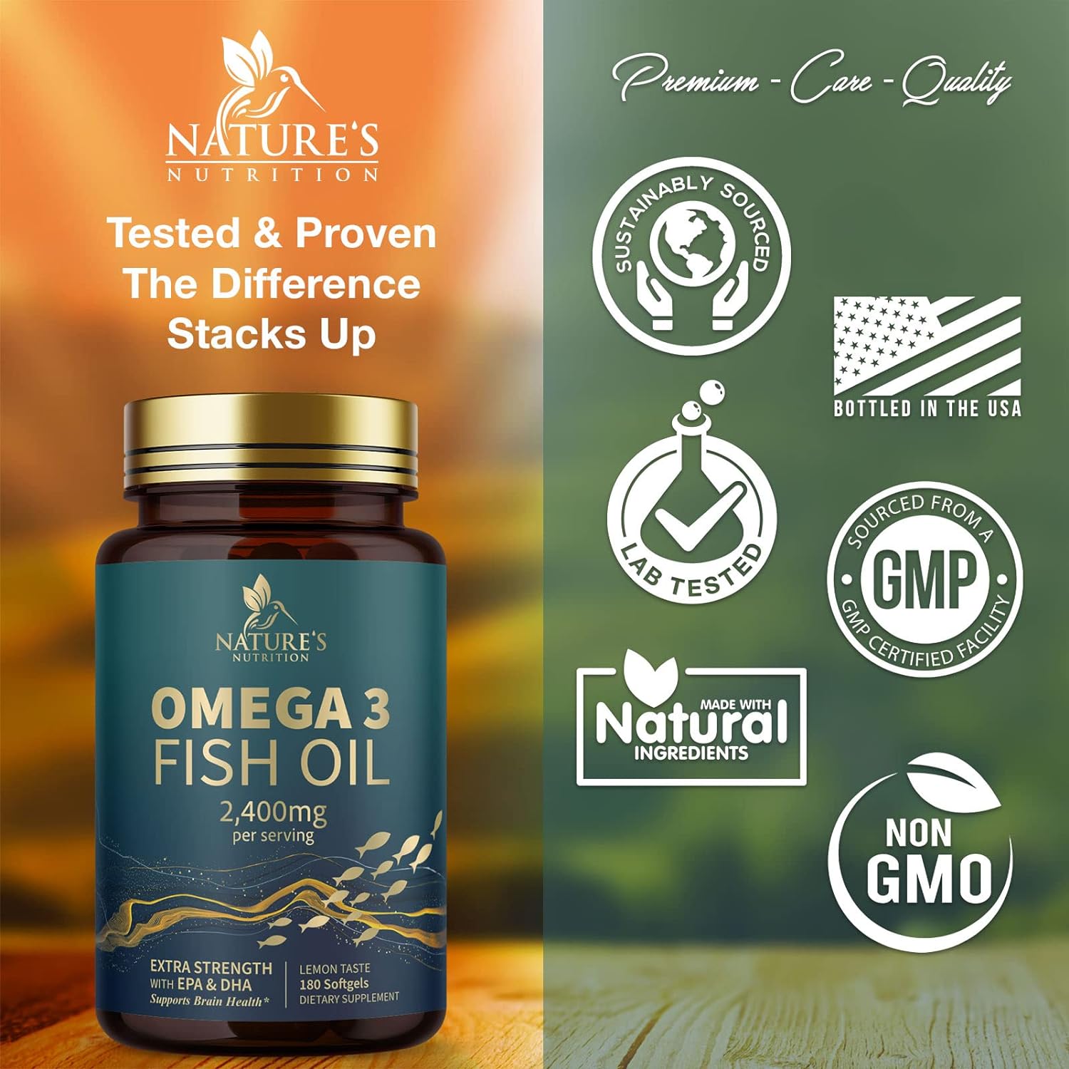  Fish Oil 2400 mg with Omega 3 EPA & DHA - Triple Strength O