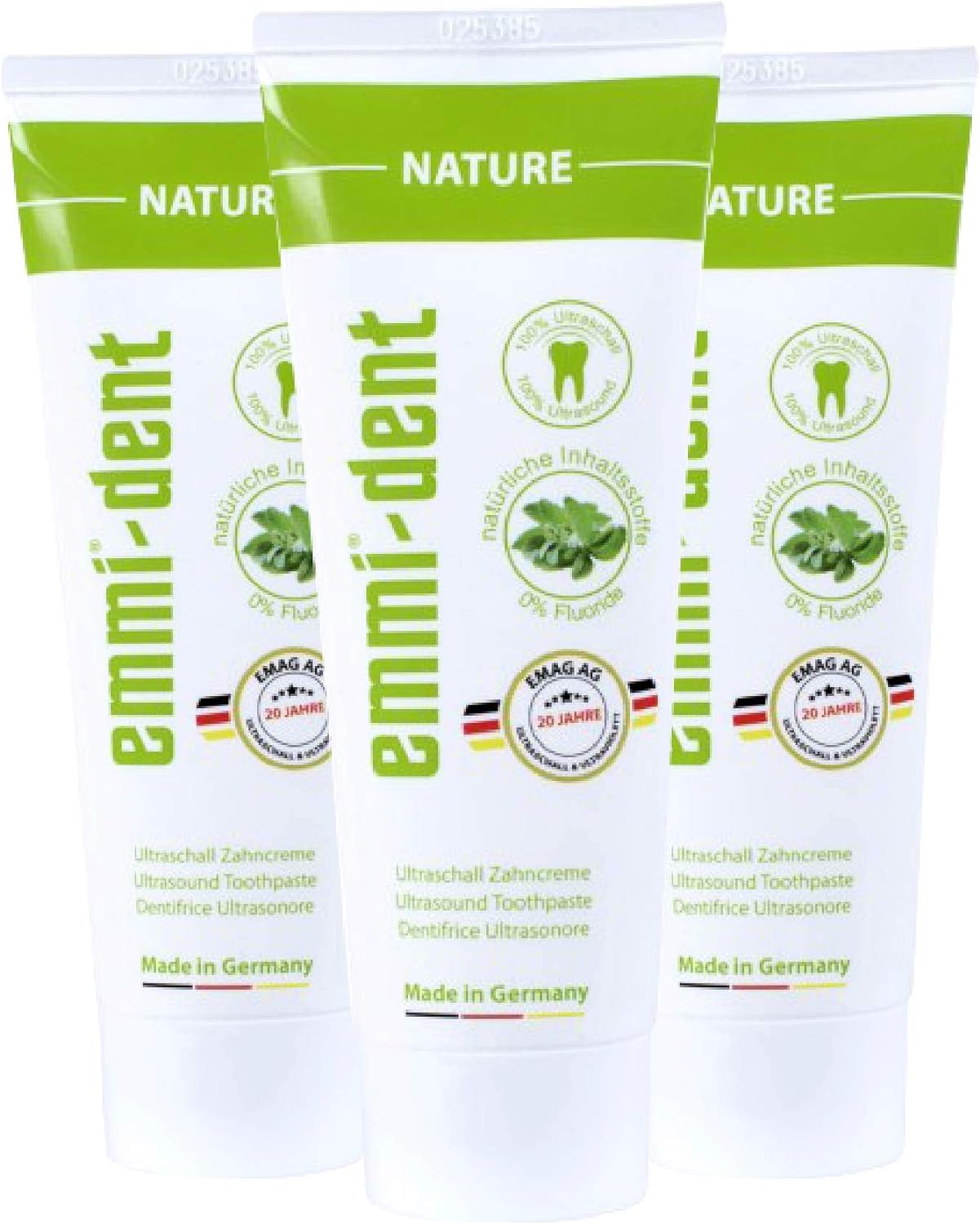 Emmi-dent Ultrasonic Toothpaste with Nano-Bubbles (Nature Extra Mild with no uoride, 3 Pack)