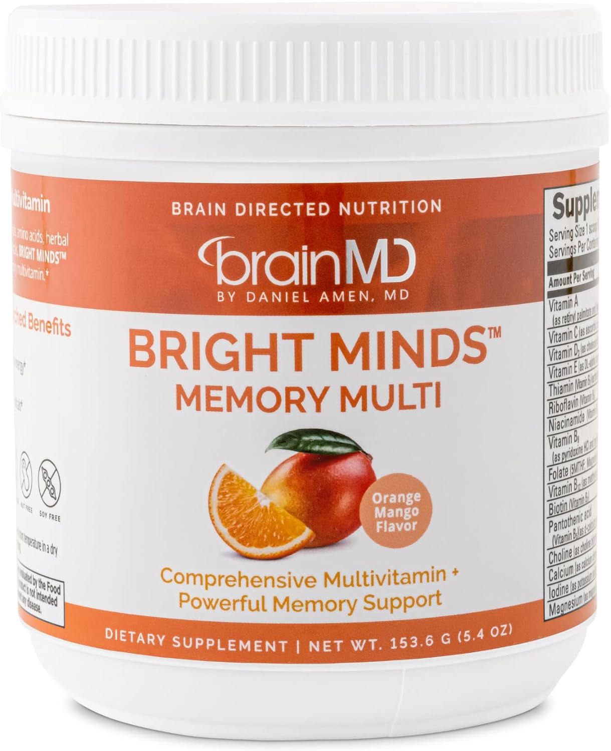 Dr Amen BrainMD BRIGHT MINDS Memory Multi, Orange Mango Flavor - 5.4 o
