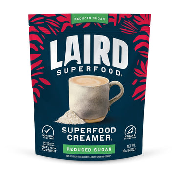 Laird Superfood Non-Dairy Reduced Sugar Superfood Coconut Powder Coffee Creamer, Keto, No Sugar Added, Gluten Free, Non-GMO, Vegan, Bag, Pack of 1