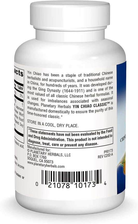 Planetary Herbals Yin Chiao Classic 450 mg - Immune Formulas for Seaso
