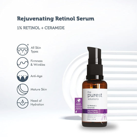 The Purest Solutions Vita-A Rejuvenating Retinol Serum (1% Retinol + Ceramide) - Promote Skin Hydration - Reduce Wrinkles, Fine Lines and Signs of Aging - Vegan | Cruelty Free | Eco Friendly (1 . )