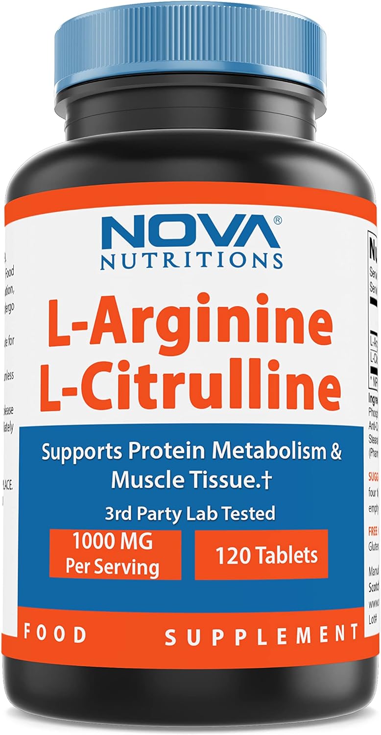 Nova Nutritions L-Arginine L-Citrulline 1000Mg - Promotes Mu