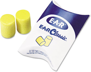 3M 3101001 Ear Classic Earplugs, Pillow Paks, Uncorded, PVC Foam, Yellow, 200 Pairs