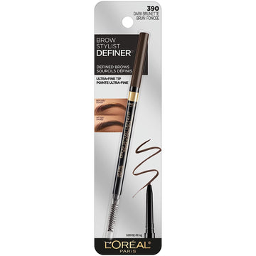 L'Oreal Paris Makeup Brow Stylist Definer Waterproof Eyebrow Pencil, Ultra-Fine Mechanical Pencil, Draws Tiny Brow Hairs and Fills in Sparse Areas and Gaps, Dark Brunette, 0.003  (Pack of 1)