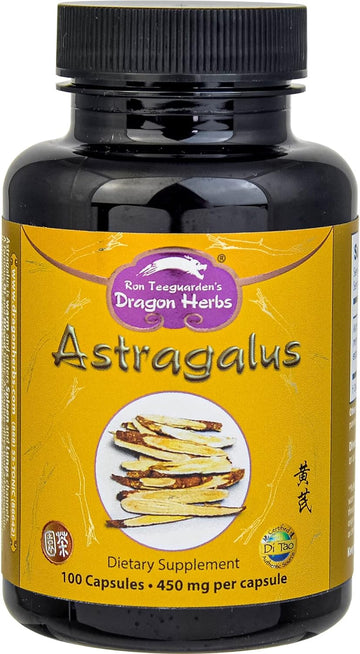 Dragon Herbs - Astragalus Capsules - 100 Capsules, 450 mg Each