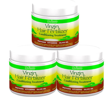 The Roots Naturelle Virgin Hair Fertilizer Conditioning Treatment. Helps Strengthen Hair, Promote Rapid Hair Growth and Protect/Restore Damaged Hair (3 Jar 48)