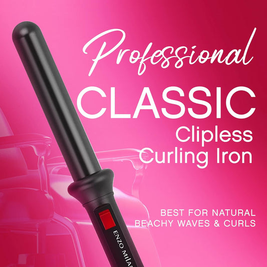 ENZO Milano 25mm (1 Inch) Analog Clipless Ceramic Curling Iron / Curling Wand