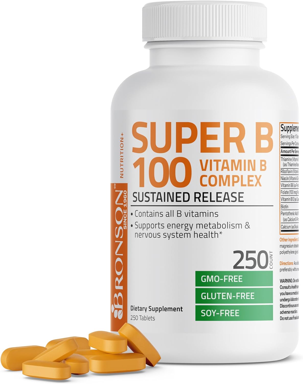 Bronson Super B 100 Vitamin B Complex Sustained Release Contains All B