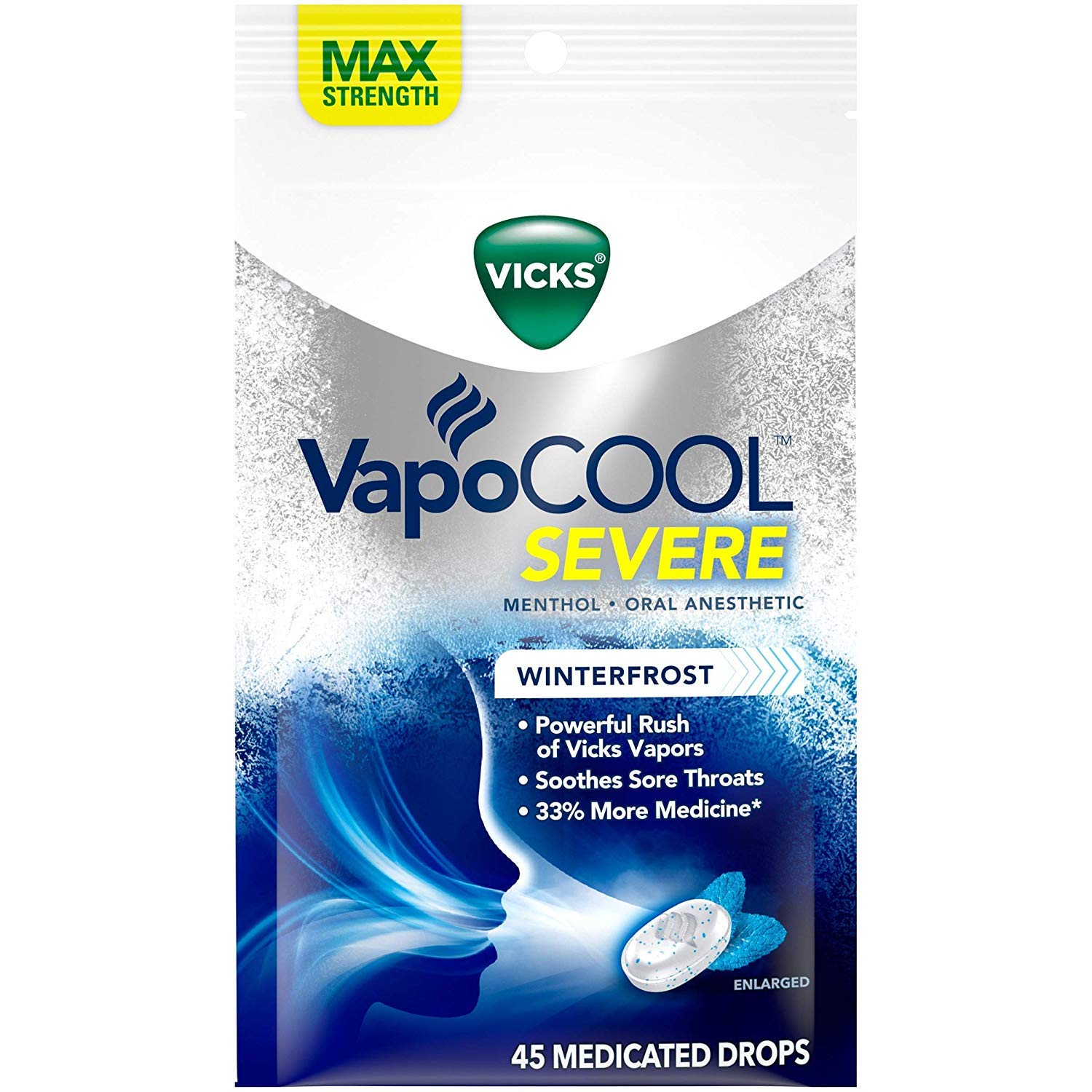 VapoCOOL Severe Medicated Drops, Winterfrost, 45 Drops (Pack