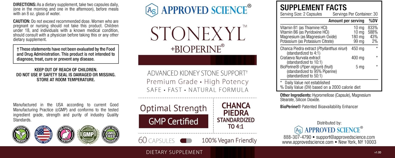 Approved Science Stonexyl - Herbal Support for Kidney Stones - 60 Caps