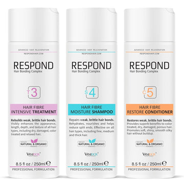 VANIDOX Respond Hair 345 Professional Hair Treatment for Dry Damaged Hair and Color Treated Hair, Rebuilds, Repairs and Restores, Made in USA 8.5 (Pack of 3)