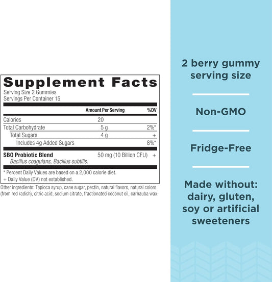 Ancient Nutrition Probiotics, Sbo Probiotics Berry Gummies 10 Billion 3.17 Ounces