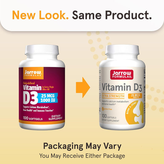 Jarrow Formulas Vitamin D3 25 Mcg (1000 Iu) - 100 Servings (Softgels)
