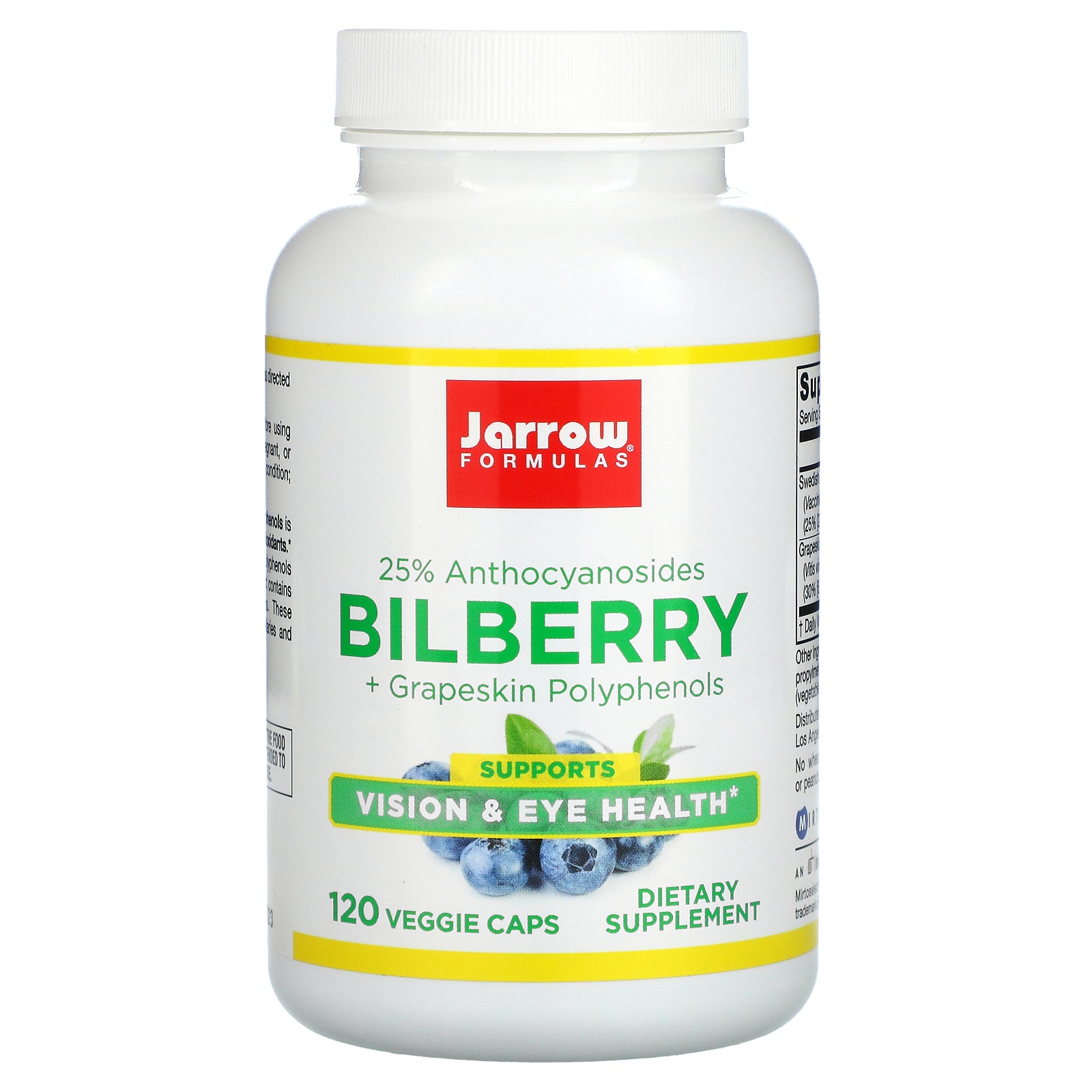Jarrow Formulas, Bilberry + Grapeskin Polyphenols, Veggie Caps