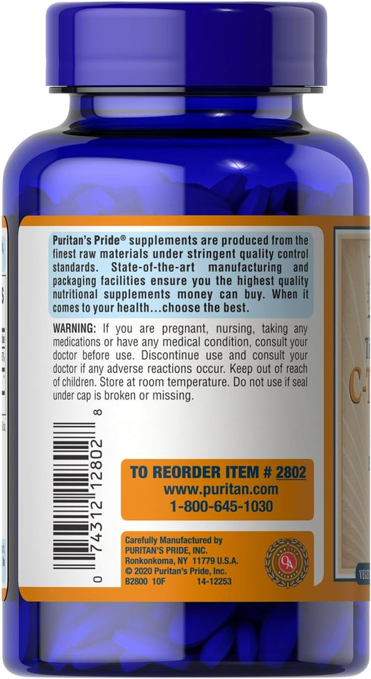 Puritan's Pride Vitamin C1500 mg with Rose Hips Timed Release 100 Caplets (2802)