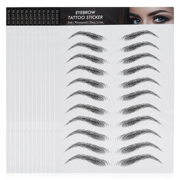 Molain 4D Hair-Like Eyebrow Tattoos Stickers 12 Sheets Waterproof Long-lasting Eyebrow Transfers Stickers Peel Off Eyebrow Sticker for Eyebrow Grooming Shaping 1 Style 132 Pairs (Classic Style)