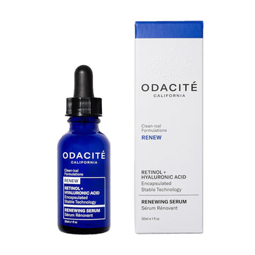 Odacite Renewing Retinol & Hyaluronic Acid Facial Serum - Anti-Aging Face Serum Targets Fine lines, Blemishes & Wrinkles - Squalane, Vitamin E & Rose oral Water for Smooth Skin - 1