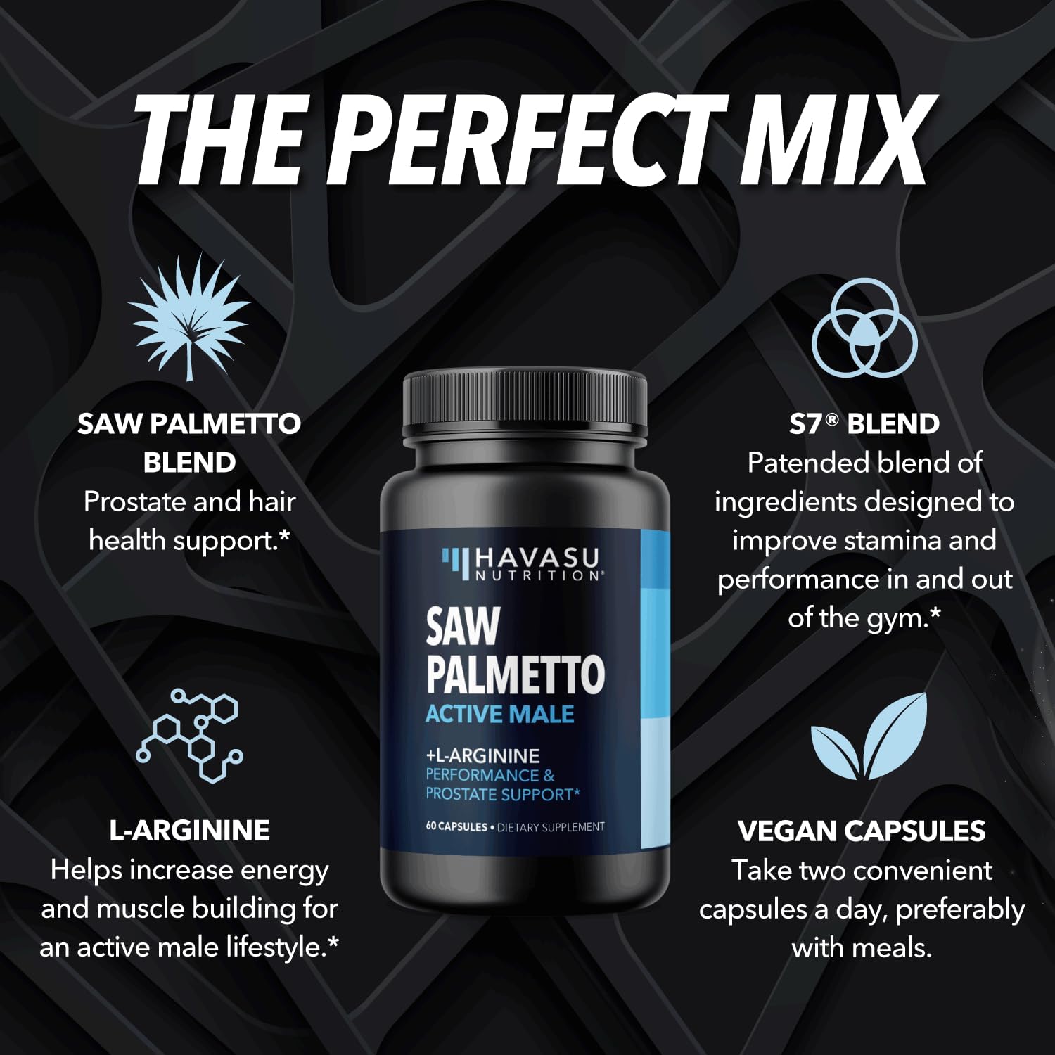 Saw Palmetto for Men with L Arginine Supplement | Potent Hair Health a