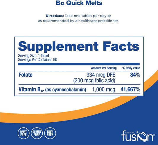 Bariatric Fusion Vitamin B12 Quick Melt | Cherry Berry Flavored Tablet