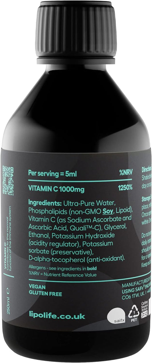 LVC1 liposomal Vitamin C - lipolife - 2 x 240ml, 100 Servings of 1g Vi590 Grams