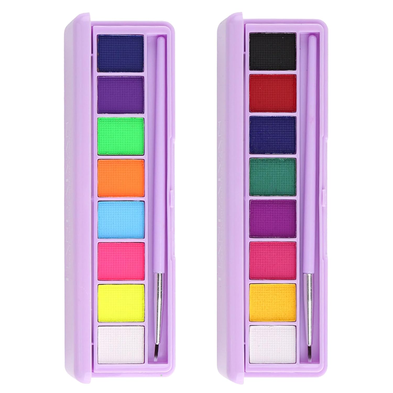 NVLEPTAP Water Activated Eyeliner Palette Liquid Eyeliner Colorful Set,Neon Rainbow Colorful Face Body Paint Colored Eyeliners,UV Glow In The Dark Eyeliner - 01+02