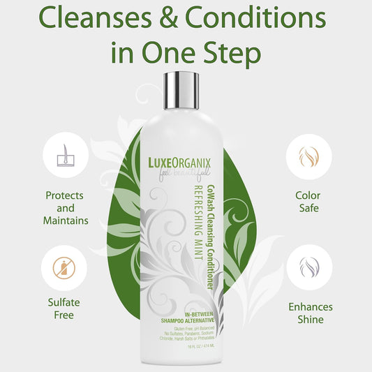 LuxeOrganix Sulfate-Free Cleansing Conditioner Cowash: Safe for Keratin-Treated, Colored, Curly, Dry, or Damaged Hair