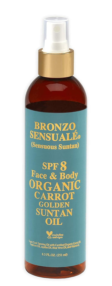 Bronzo Sensuale SPF 8 Sunscreen Deep Golden Tanning Organic Carrot Oil 8.5 s