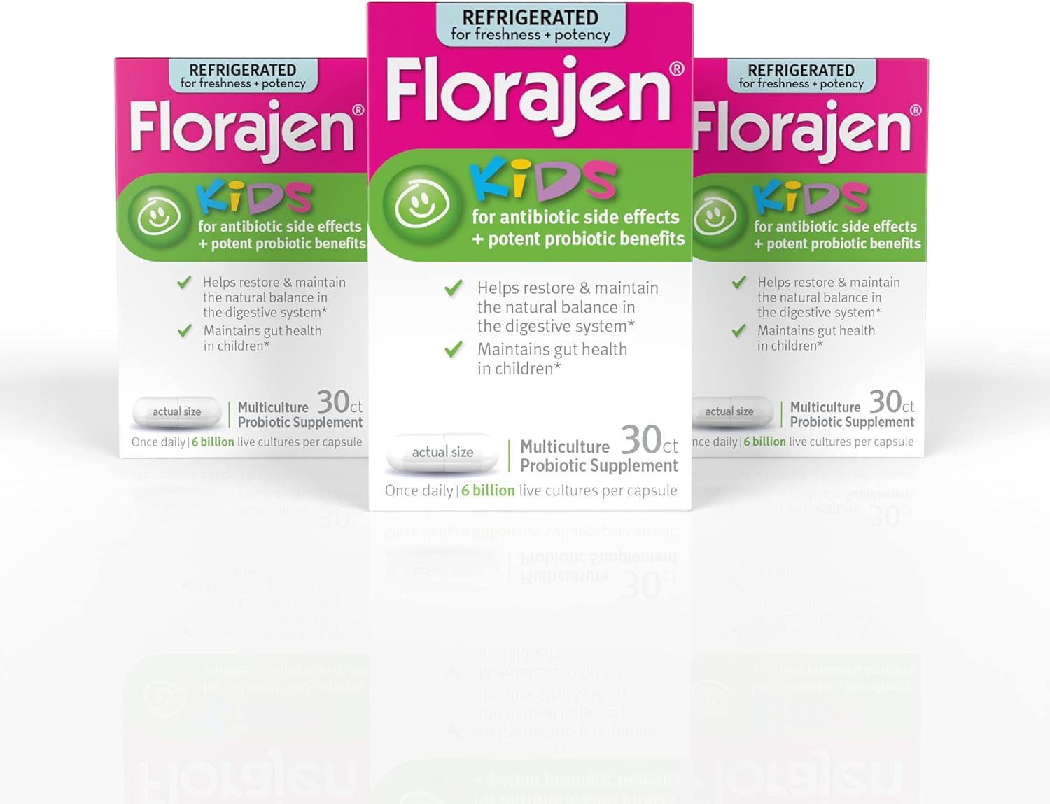 Florajen Kids Probiotic, 6 Billion CFUs, Refrigerated Probiotics for K3.3 Pounds