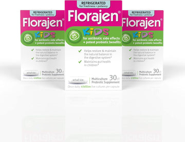 Florajen Kids Probiotic, 6 Billion CFUs, Refrigerated Probiotics for K3.3 Pounds