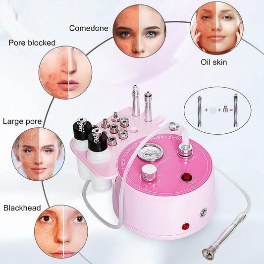 Diamond Microdermabrasion Machine Professional Plus, AIMENGXI 3 in 1 Pink Diamond Dermabrasion Facial Beauty Equipment Skin Care for Vacuum Blackhead Removal & Spray[Suction Power: 0-70 cmHg]