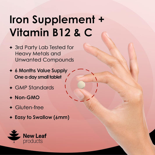 Gentle Iron Tablets Complex -Enriched with B12 & Vitamin C - Iron Supp0.01 Grams