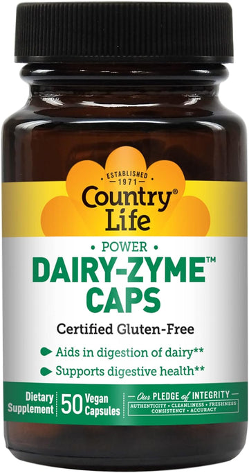 Country Life Dairy-Zyme, 50 Vegan Capsules, Certified Gluten Free, Cer3.9 Ounces