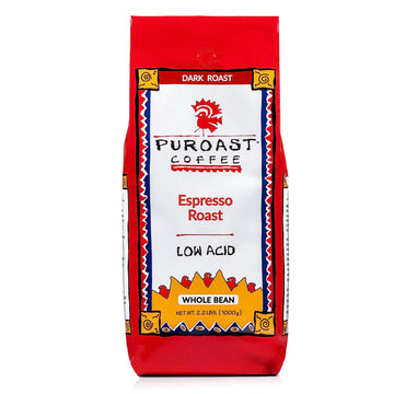 Puroast Coffee Low Acid Whole Bean Coffee, Espresso Roast, High Antioxidant