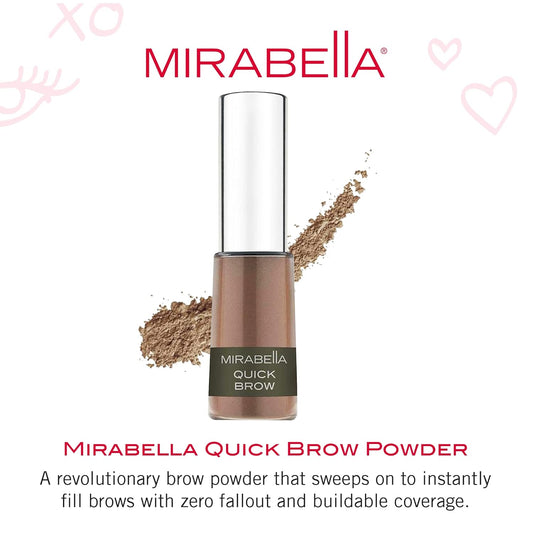 Mirabella Quick Brow Powder, Light/Medium - Powder Filler for Beautiful Eyebrows - Skin-Conditioning and Nourishing Shea Butter - Long-Lasting and Buildable Formula with Zero Fallout - Paraben-Free