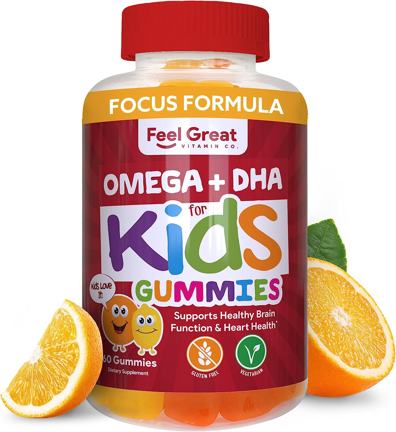 Feel Great Vitamin Co. Complete DHA Gummies for Kids | with Omega 3 6 9 + DHA, Vitamin C | Supports Healthy Brain Functi