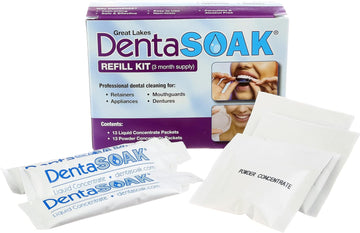 DentaSOAK Refill Kit - Mouthguard, Retainer, Denture, Appliance Cleaner – 100% Safe - Persulfate Free – Non-Toxic & Alcohol Free – 3 Month Supply – Mint Scented