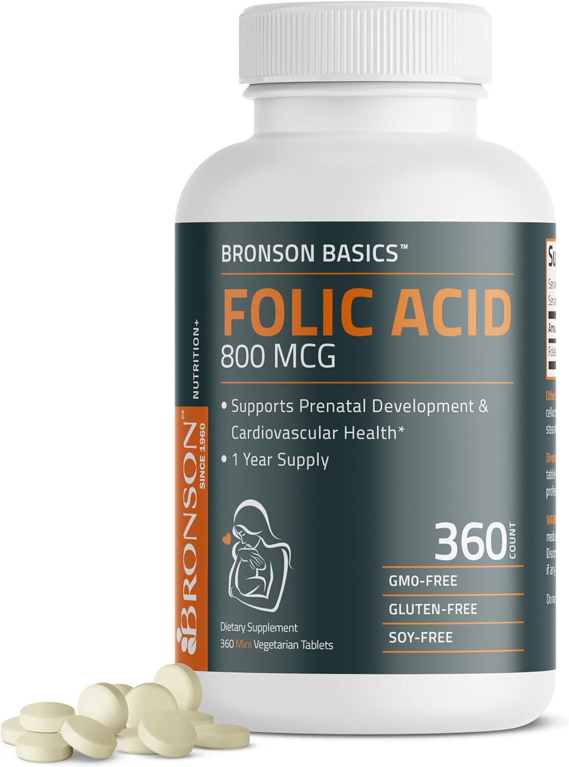 Bronson Folic Acid 800 Mcg Supports Prenatal Development, 1 Year Suppl