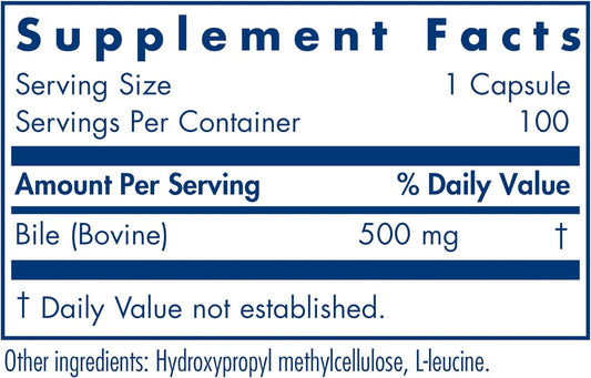 Allergy Research Group Ox Bile 500Mg – 100 Capsules, Digestive Support