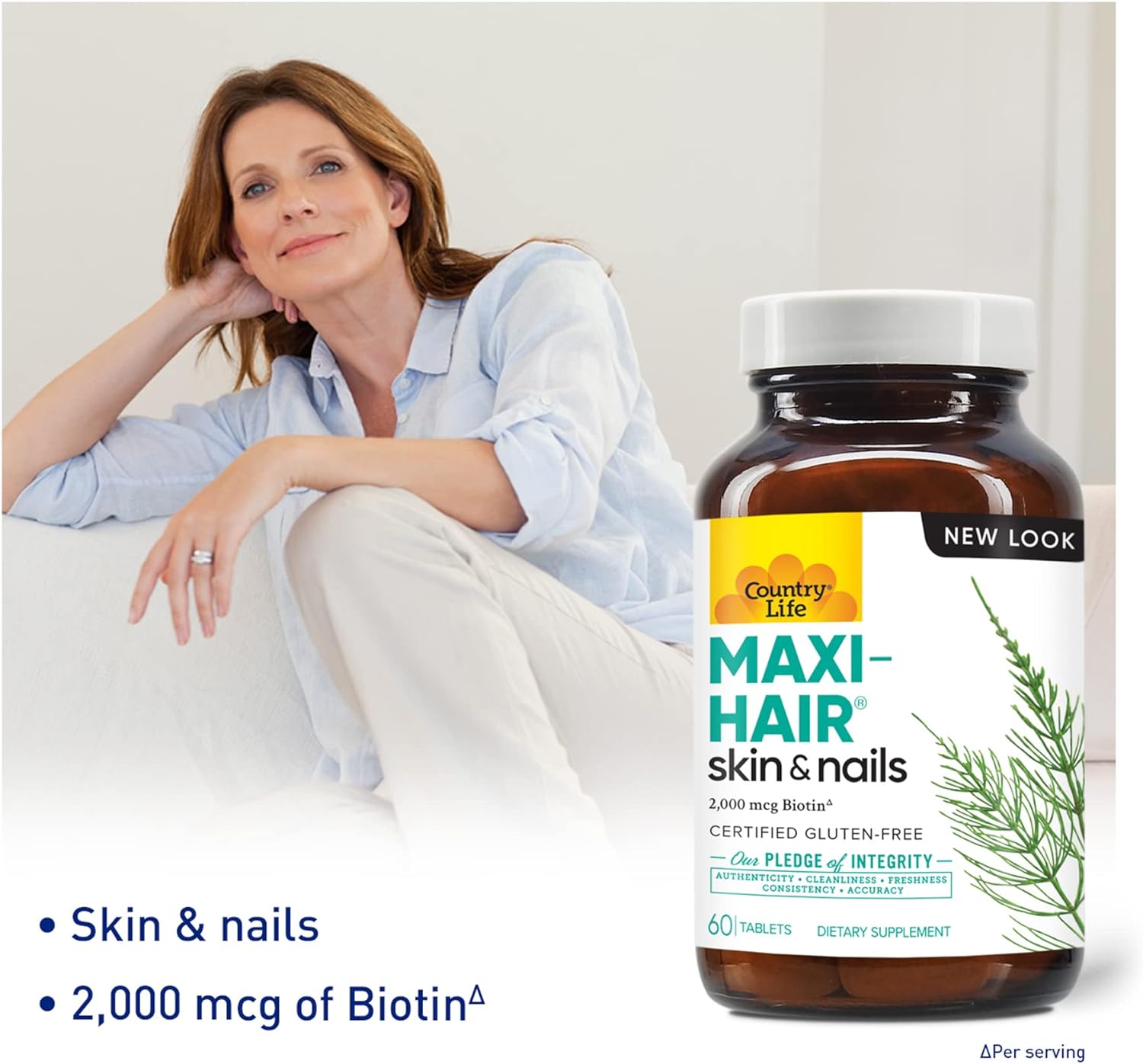 Country Life Maxi-Hair with 2000mcg of Biotin, Nourishes Hair, Skin an