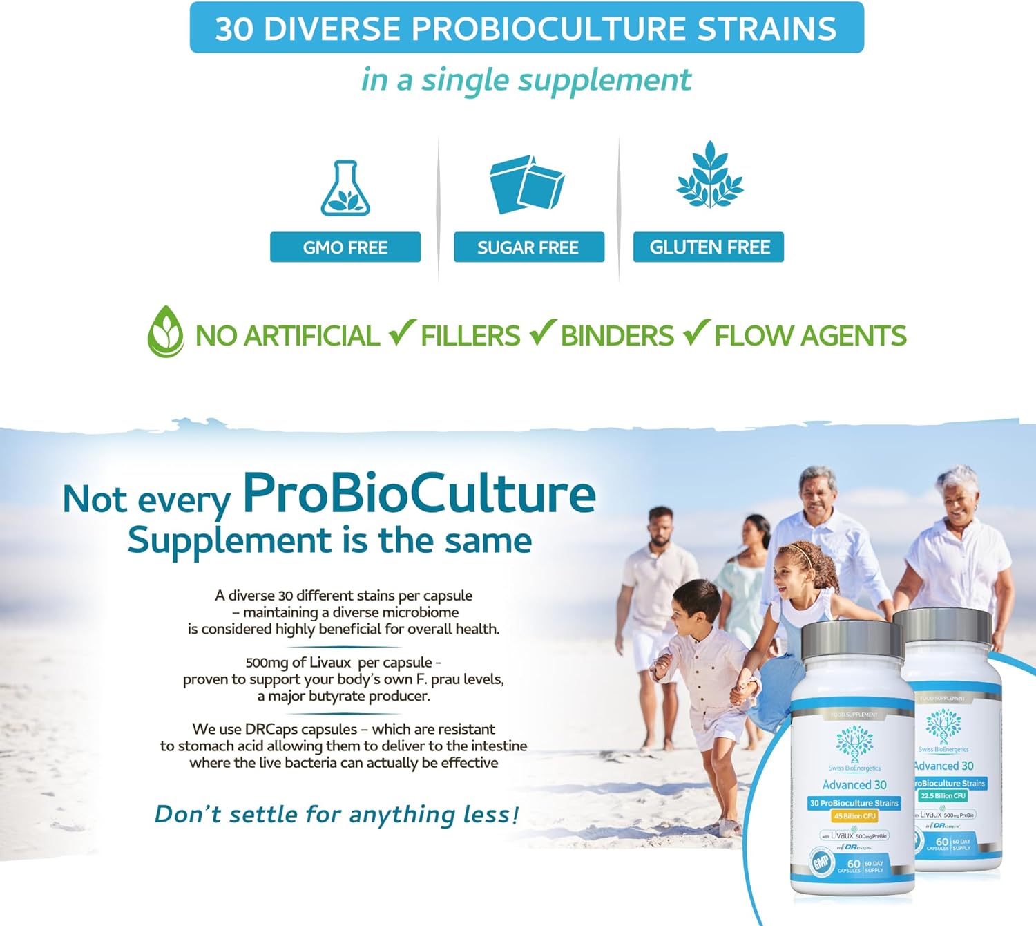 Bio Cultures Complex Probiotics & Prebiotics - Advanced 30 Strains & 2