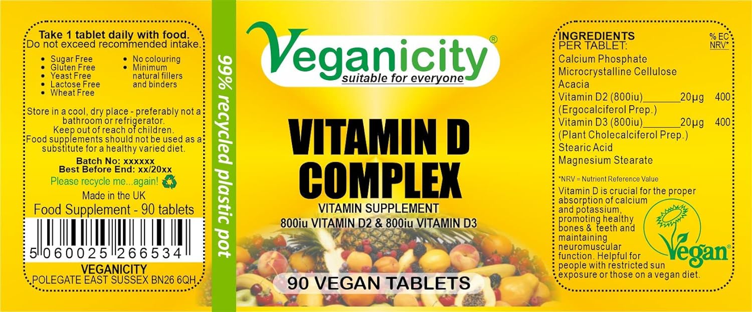 Veganicity Vitamin D 1600 Complex (40µg) : General Well-Being and Join