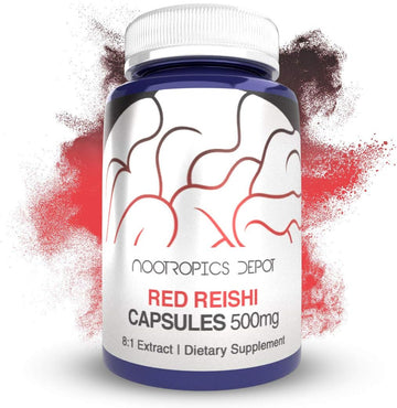 Nootropics Depot Red Reishi Mushroom Capsules | 8:1 Whole Fruiting Bod