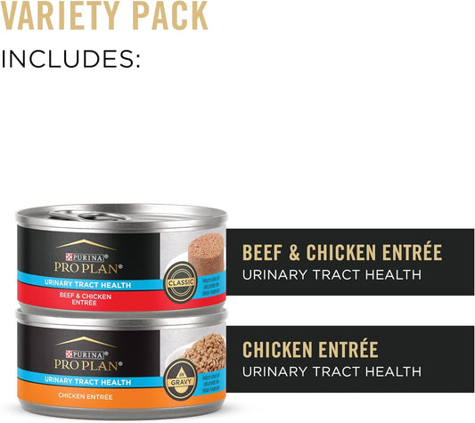 Purina Pro Plan Urinary Cat Food, Wet Cat Food Variety Pack, Urinary Tract Health Beef and Chicken Entrees