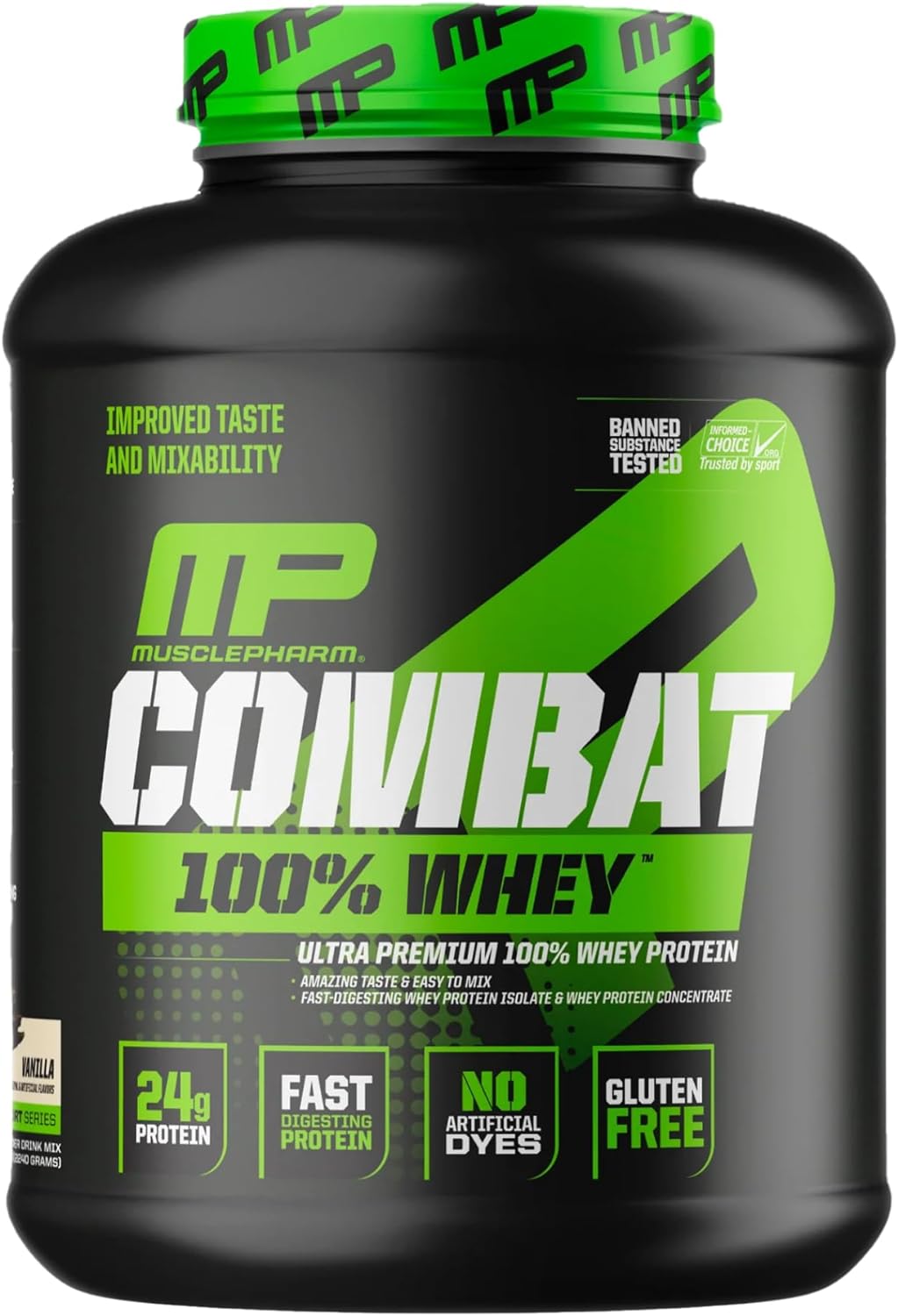 MusclePharm Combat 100% Whey, Vanilla - 5 lb Protein Powder - Gluten F