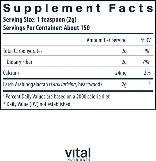 Vital Nutrients Arabinogalactan Powder | Vegan Supplement to Support G12.87 Ounces