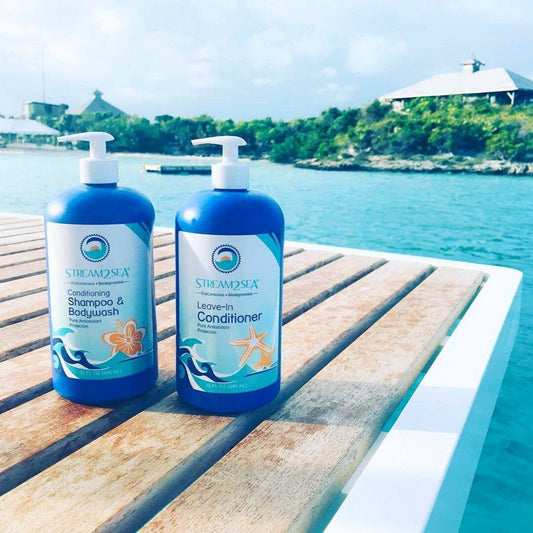 STREAM 2 SEA Leave In Conditioner Reef Safe Hair Conditioner Formula For Dry and Damaged Hair, 32  Paraben Free Hair Detangler with UV Protection For All Hair Types