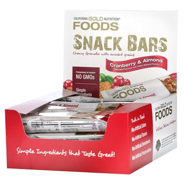 FOODS, Cranberry & Almond Chewy Granola Bars, 12 Bars, 1.4 oz (40 g)